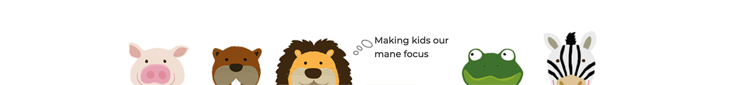 children illustration of animals focused on lion