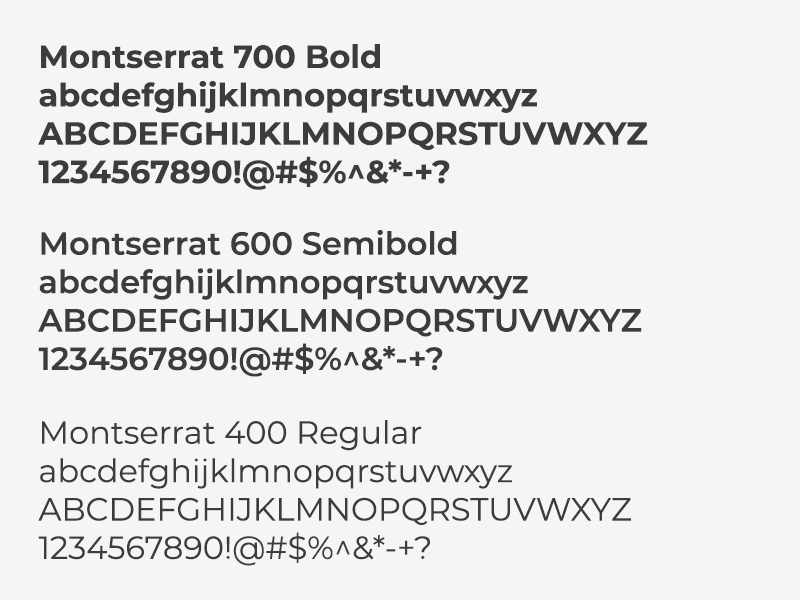 Montserrat font in different styles