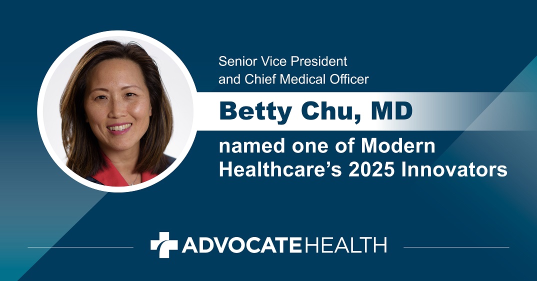 Advocate Health Senior Vice President and Chief Medical Officer Dr. Betty Chu has been named one of Modern Healthcare’s 2025 Innovators.