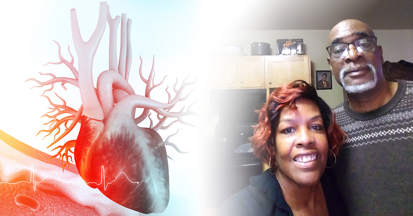 Image of heart with husband and wife.