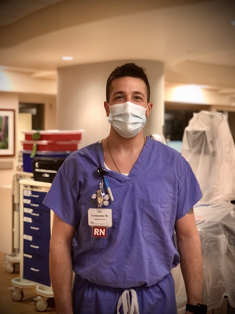 Chris Wojnar, critical care nurse at Aurora St. Luke’s Medical Center in Milwaukee.