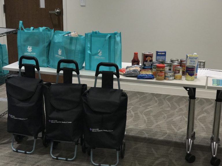 Wheelie bags are purchased thanks to charitable gifts and make it easier for patients to transport food from the hospital to their homes.