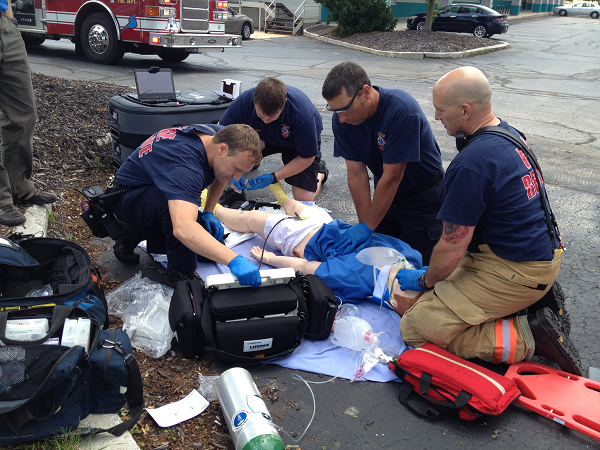 Firefighters training