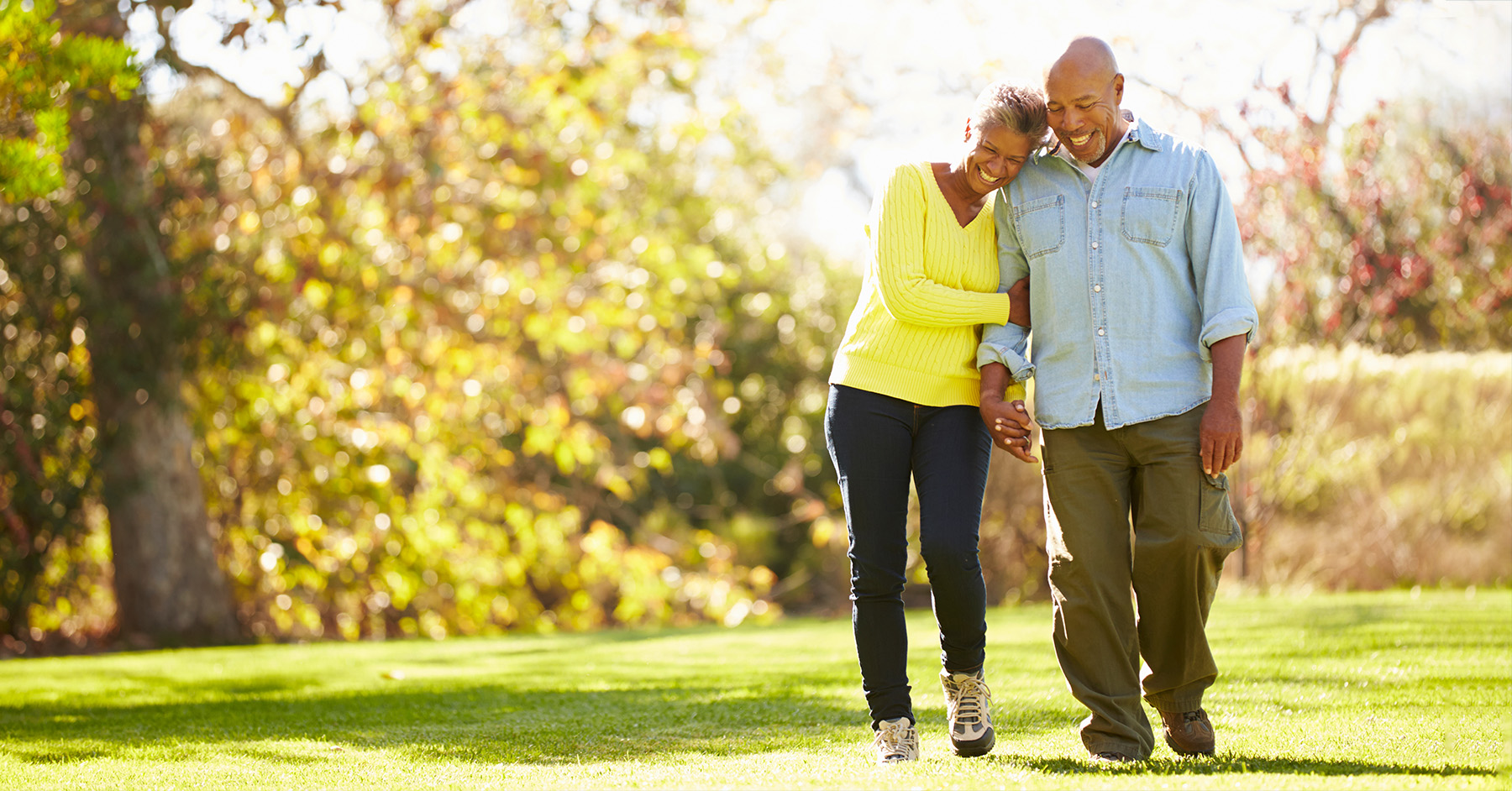 Senior couple walking